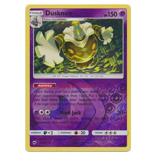 Pokemon - Sun & Moon - Burning Shadows - Dusknoir (Reverse Holo) - 53/147