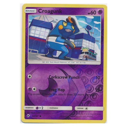 Pokemon - Sun & Moon - Burning Shadows - Croagunk (Reverse Holo) - 54/147