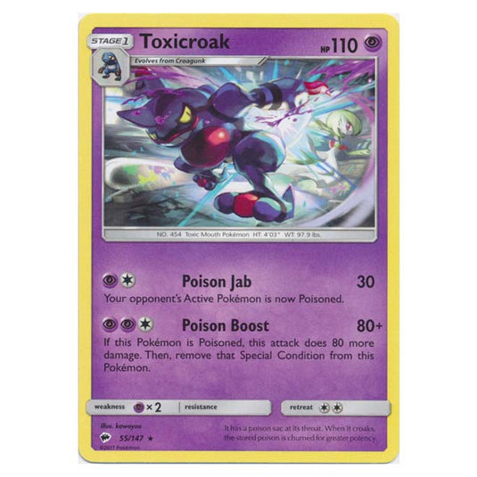 Pokemon - Sun & Moon - Burning Shadows - Toxicroak - 55/147