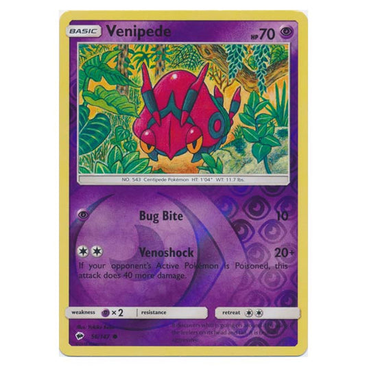 Pokemon - Sun & Moon - Burning Shadows - Venipede (Reverse Holo) - 56/147