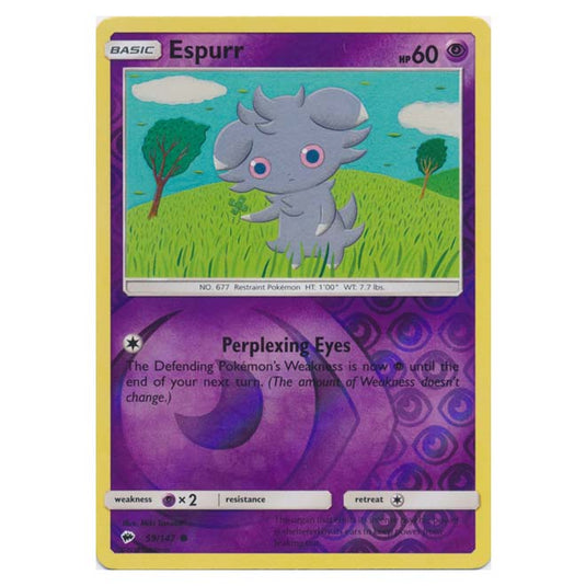 Pokemon - Sun & Moon - Burning Shadows - Espurr (Reverse Holo) - 59/147