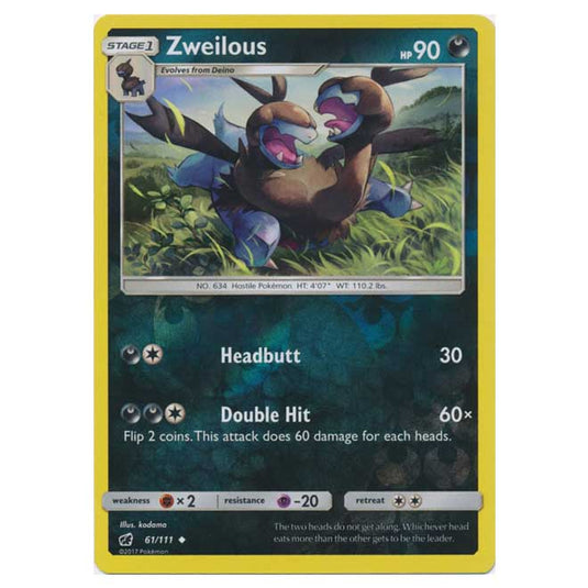 zweilous pokemon card price Cards | Dex Evolves from null Colorless Find a Friend Search your deck for up to 2 Pokmon Zweilous - SM and put them into your hand Zweilous 114/203 - SWSH07 Evolving