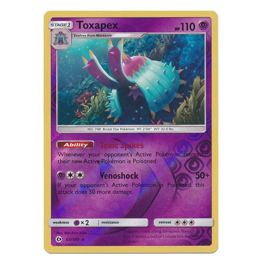 Pokemon - Sun & Moon - Base Set - (Reverse Holo) - Toxapex - 63/149