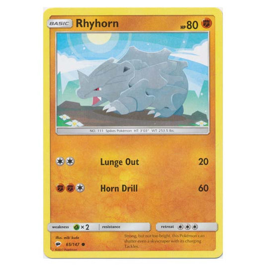 Pokemon - Sun & Moon - Burning Shadows - Rhyhorn - 65/147