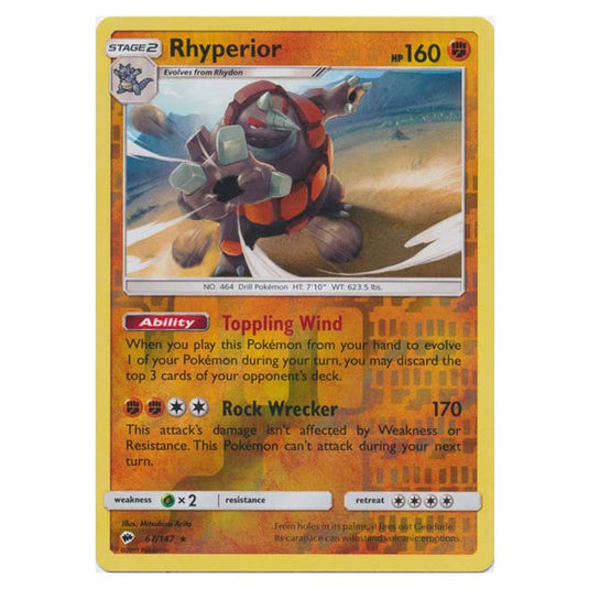 Pokemon - Sun & Moon - Burning Shadows - Rhyperior (Reverse Holo) - 67/147