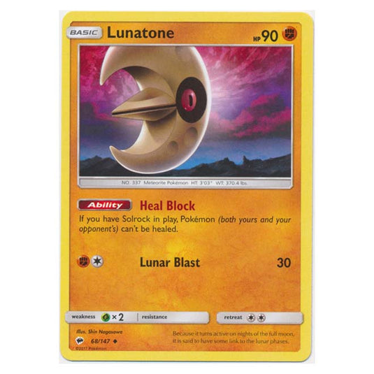 Pokemon - Sun & Moon - Burning Shadows - Lunatone - 68/147