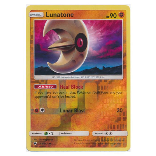 Pokemon - Sun & Moon - Burning Shadows - Lunatone (Reverse Holo) - 68/147