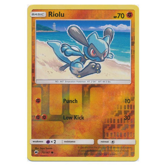 Pokemon - Sun & Moon - Burning Shadows - Riolu (Reverse Holo) - 70/147