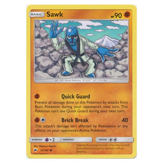 Pokemon - Sun & Moon - Burning Shadows - Sawk - 72/147