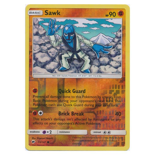 Pokemon - Sun & Moon - Burning Shadows - Sawk (Reverse Holo) - 72/147