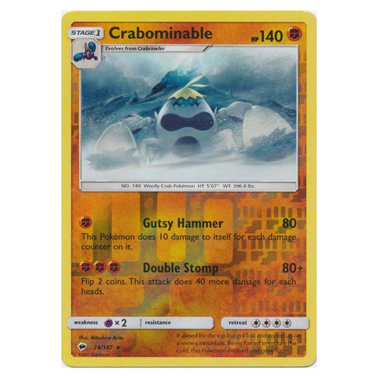 Pokemon - Sun & Moon - Burning Shadows - Crabominable (Reverse Holo) - 74/147