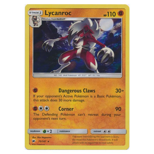 Pokemon - Sun & Moon - Burning Shadows - Lycanroc - 75/147