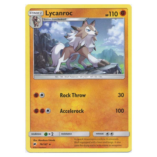 Pokemon - Sun & Moon - Burning Shadows - Lycanroc - 76/147