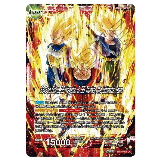 Dragon Ball Super - Fighter's Ambition - Son Goku & Vegeta & Trunks // SS Son Goku, SS Vegeta, & SS Trunks, the Ultimate Team - BT19-001