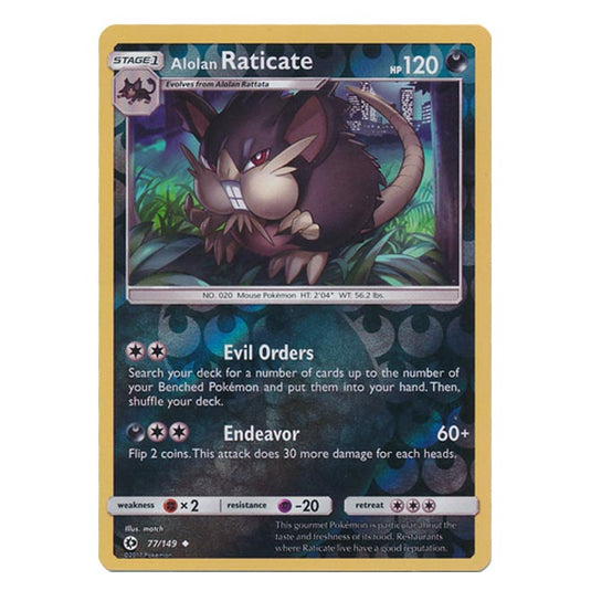 Pokemon - Sun & Moon - Base Set - (Reverse Holo) - Alolan Raticate - 77/149