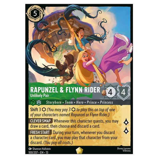 Lorcana - Attack of the Vine! - Rapunzel & Flynn Rider - Unlikely Pair (Legendary) - 100/207