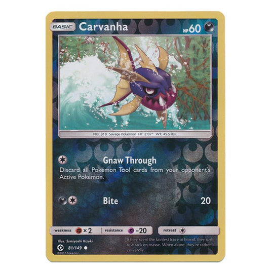 Pokemon - Sun & Moon - Base Set - (Reverse Holo) - Carvanha - 81/149