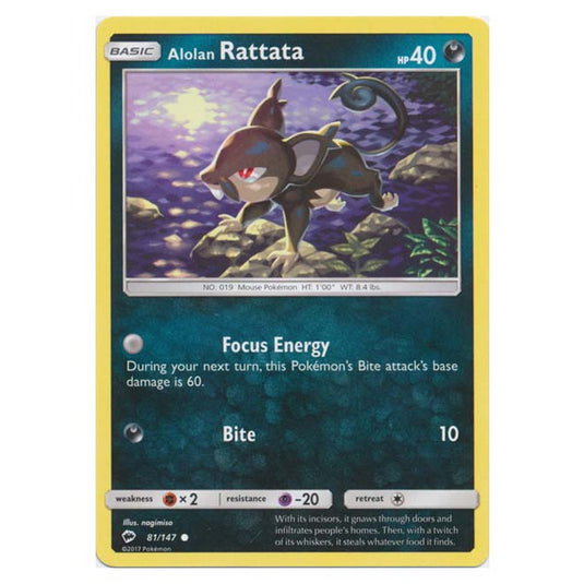 Pokemon - Sun & Moon - Burning Shadows - Alolan Rattata - 81/147