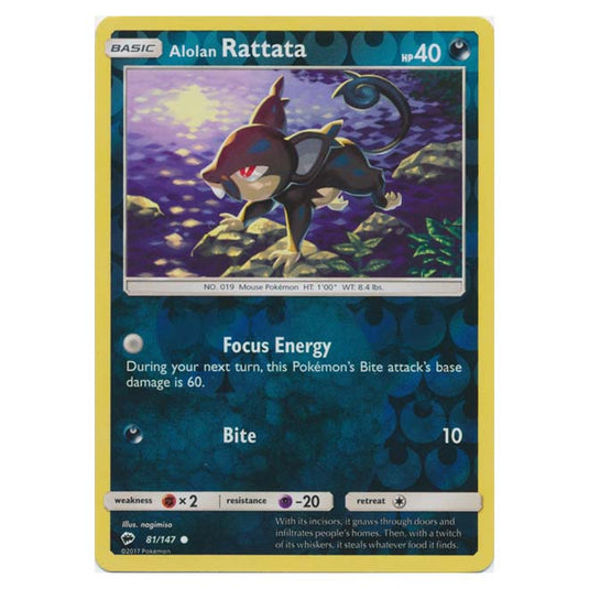 Pokemon - Sun & Moon - Burning Shadows - Alolan Rattata (Reverse Holo) - 81/147