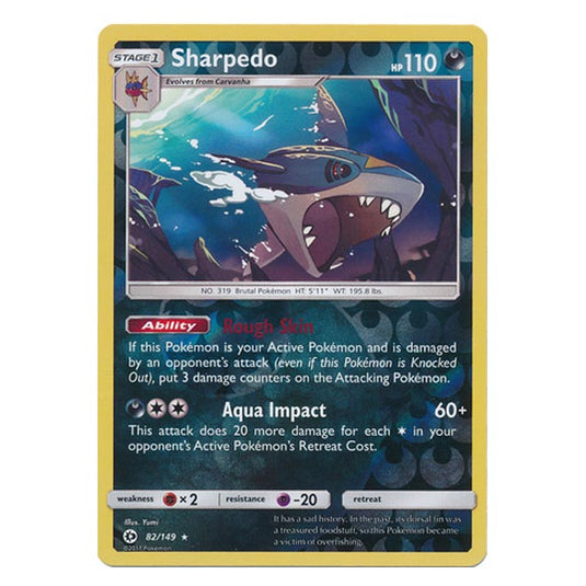 Pokemon - Sun & Moon - Base Set - (Reverse Holo) - Sharpedo - 82/149