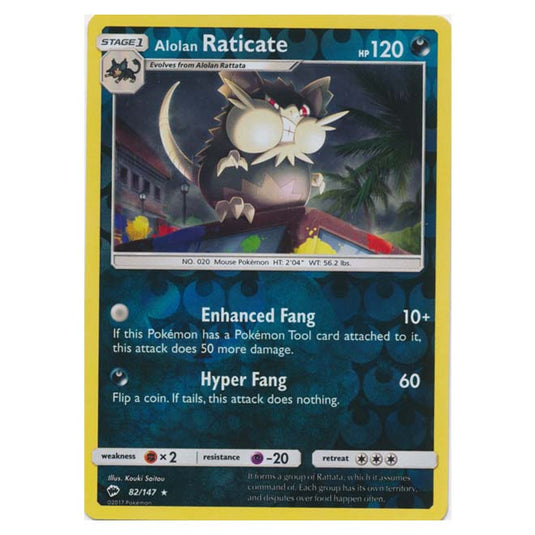 Pokemon - Sun & Moon - Burning Shadows - Alolan Raticate (Reverse Holo) - 82/147