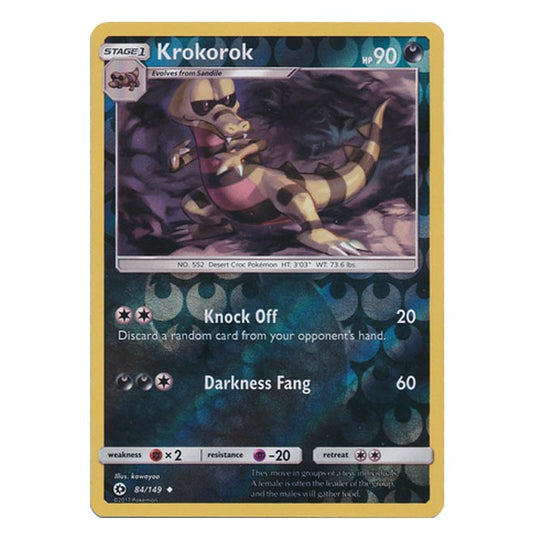 Pokemon - Sun & Moon - Base Set - (Reverse Holo) - Krokorok - 84/149