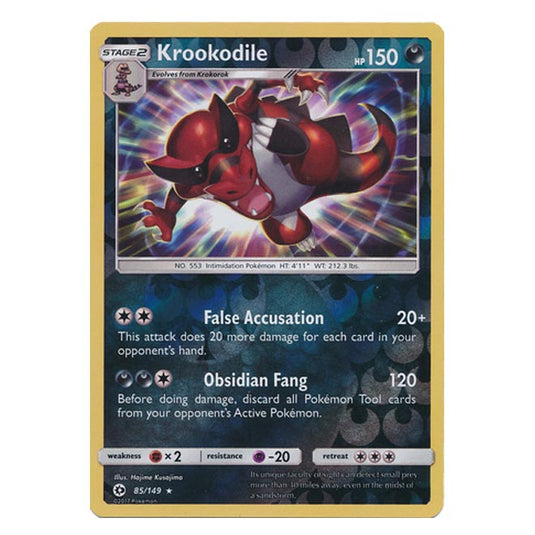 Pokemon - Sun & Moon - Base Set - (Reverse Holo) - Krookodile - 85/149