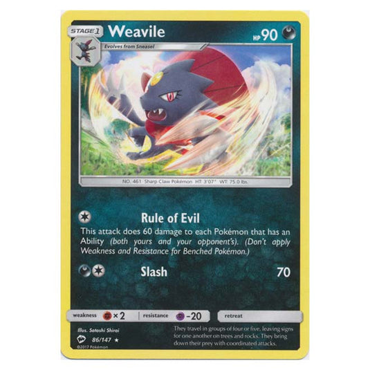 Pokemon - Sun & Moon - Burning Shadows - Weavile - 86/147