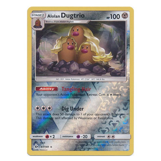 Pokemon - Sun & Moon - Base Set - (Reverse Holo) - Alolan Dugtrio - 87/149