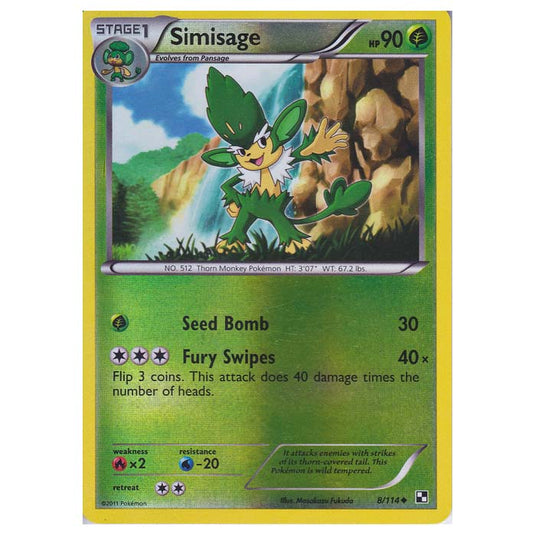 Pokemon - Black & White - (Reverse Holo) Simisage 8/114