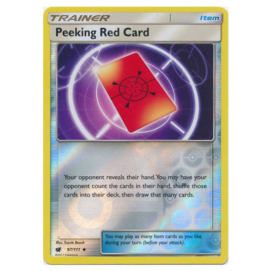 Pokemon - Sun & Moon - Crimson Invasion - (Reverse Holo) - Peeking Red Card - 97/111