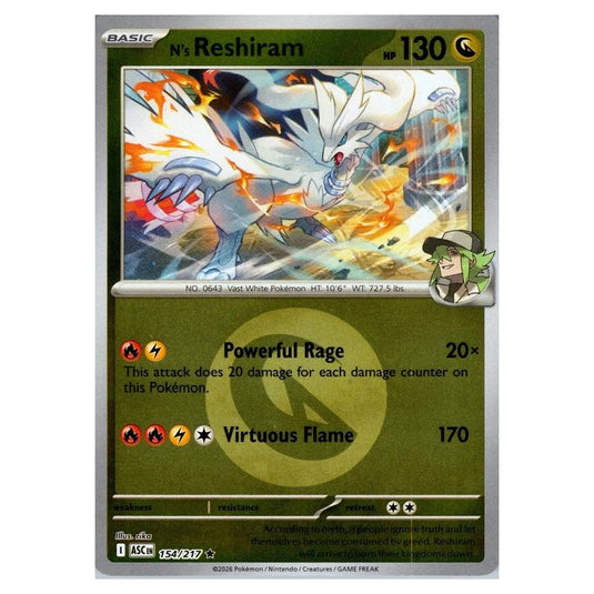 Pokemon - Mega Evolution - Ascended Heroes - Energy Reverse Holo - N's Reshiram - 154/217