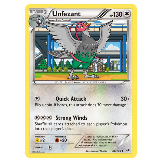 Pokemon - XY - Roaring Skies - Unfezant - 80/108 (Reverse Holo)