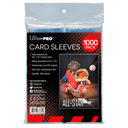 Ultra Pro - Clear Card Sleeves for Standard Size Trading Cards - 2.5" x 3.5" (1000 count retail pack)