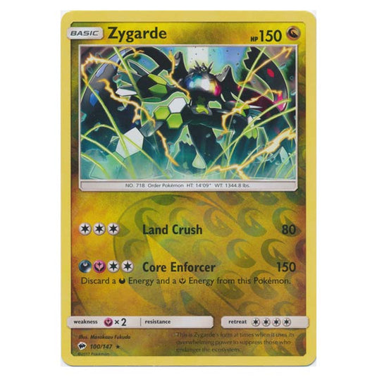 Pokemon - Sun & Moon - Burning Shadows - Zygarde (Reverse Holo) - 100/147