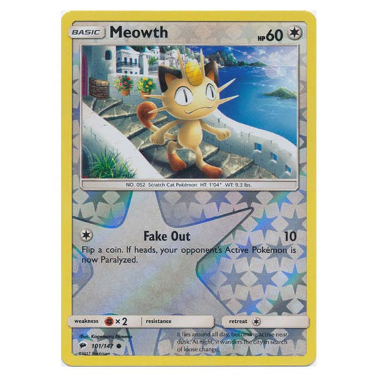 Pokemon - Sun & Moon - Burning Shadows - Meowth (Reverse Holo) - 101/147