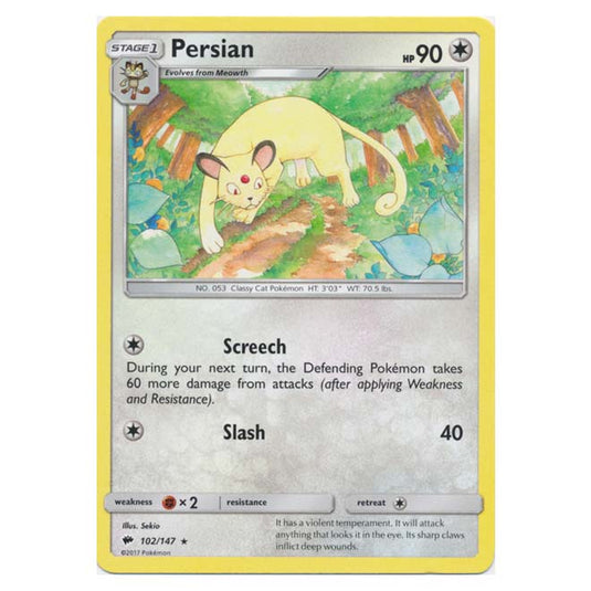 Pokemon - Sun & Moon - Burning Shadows - Persian - 102/147