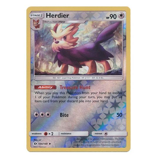 Pokemon - Sun & Moon - Base Set - (Reverse Holo) - Herdier - 104/149