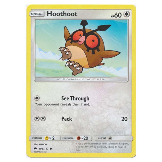 Pokemon - Sun & Moon - Burning Shadows - Hoothoot - 106/147