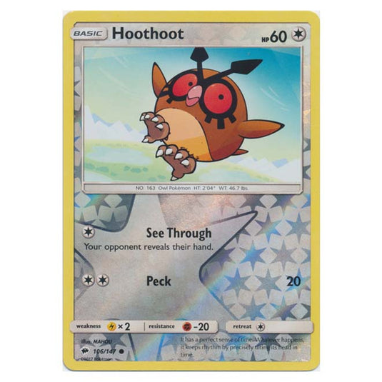 Pokemon - Sun & Moon - Burning Shadows - Hoothoot (Reverse Holo) - 106/147