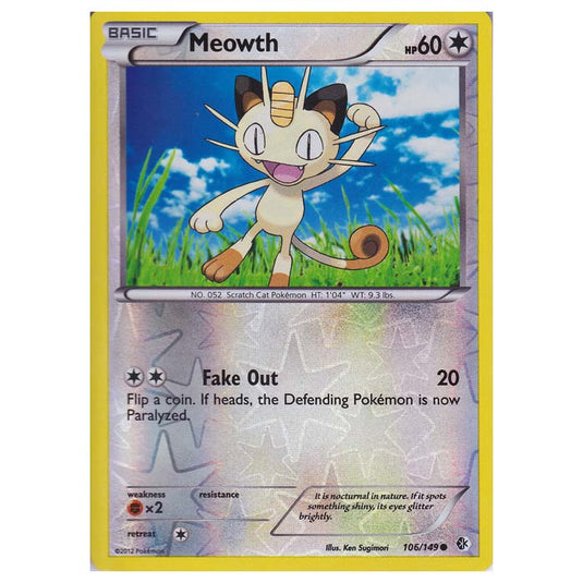 Pokemon - Black & White - Boundaries Crossed (Reverse Holo) - Meowth 106/149