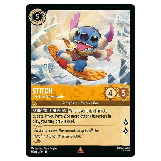 Lorcana - Winterspell - Stitch - Carefree Snowboarder (Rare) - 007/204