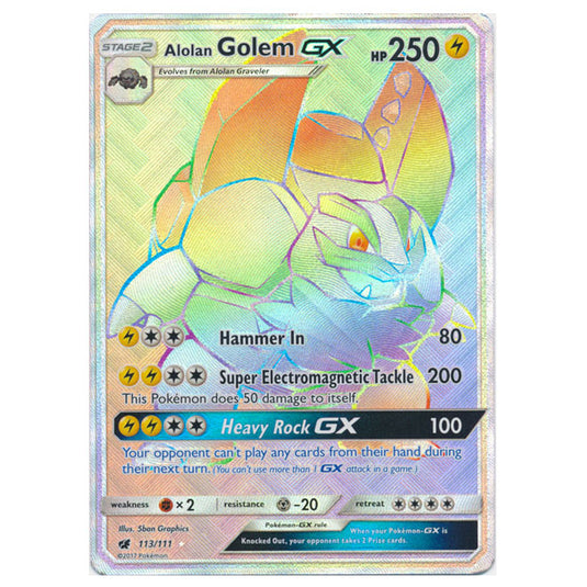 Pokemon - Sun & Moon - Crimson Invasion - Alolan Golem-GX (Hyper Rare) - 113/111