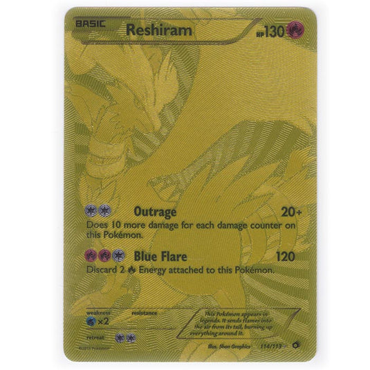 Pokemon - Black & White - Legendary Treasures - GOLD Reshiram - 114/113