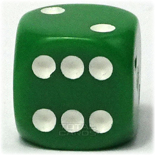 Chessex - Opaque 12mm D6 - Green w/White