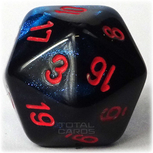 Chessex - Gemini 16mm D20 - Black-Starlight w/Red