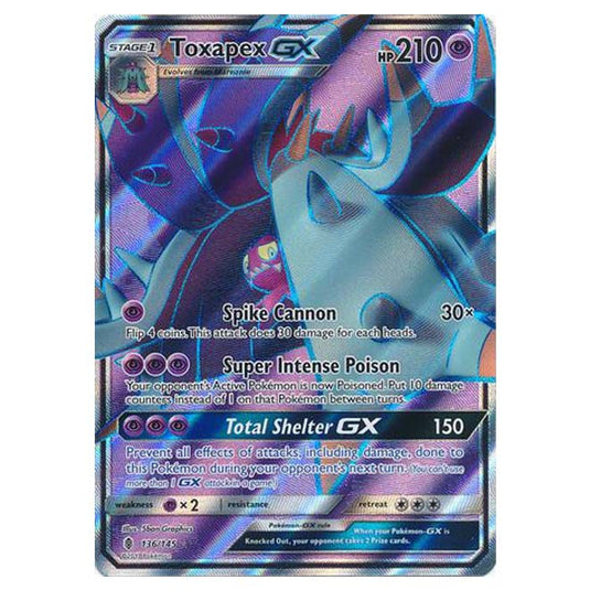 Pokemon - Sun & Moon - Guardians Rising - Toxapex-GX (Fullt Art) - 136/145