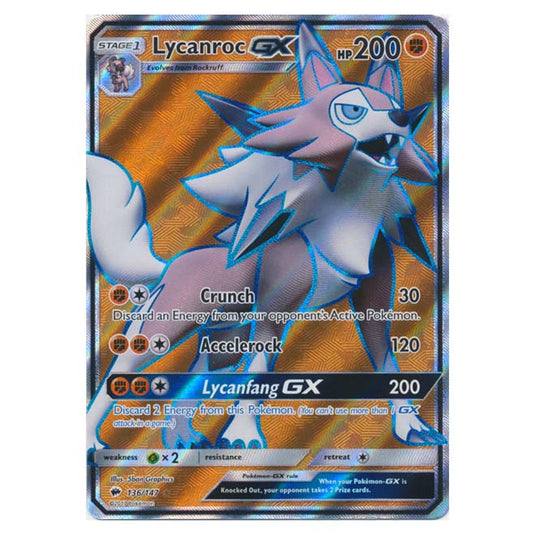 Pokemon - Sun & Moon - Burning Shadows - Lycanroc-GX (Full Art) - 136/147