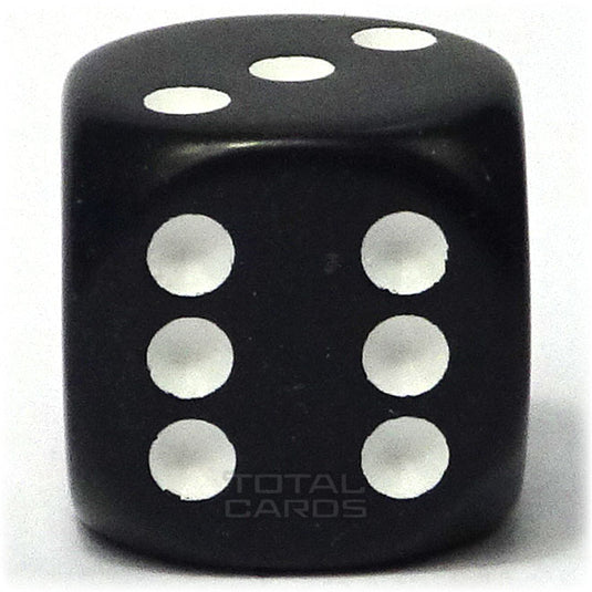 Chessex - Opaque 16mm D6 w/pips - Black w/White