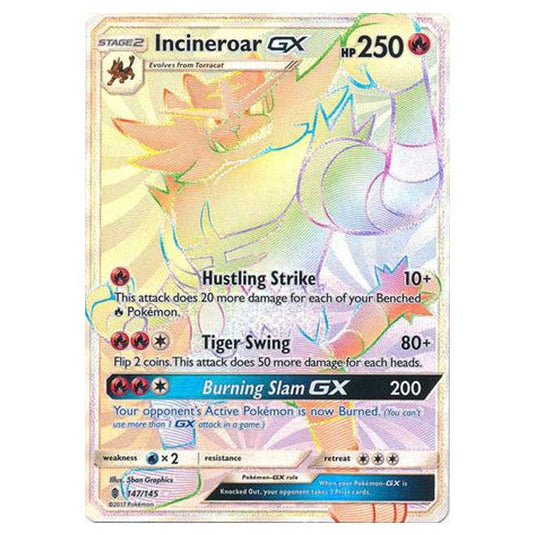 Pokemon - Sun & Moon - Guardians Rising - Incineroar-GX (Hyper Rare) - 147/145